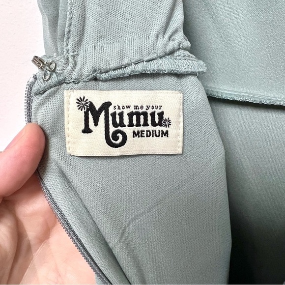 Show Me Your Mumu Jenn Maxi Dress Silver Sage Crisp - Picture 3 of 9